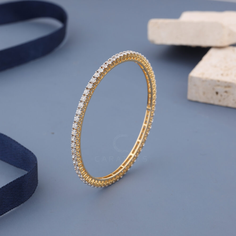 Four prong Love diamond bangle