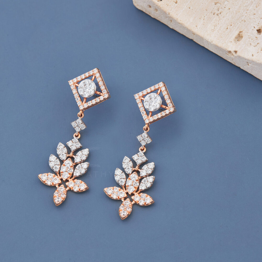 Leaves diamond earrings - Image 3