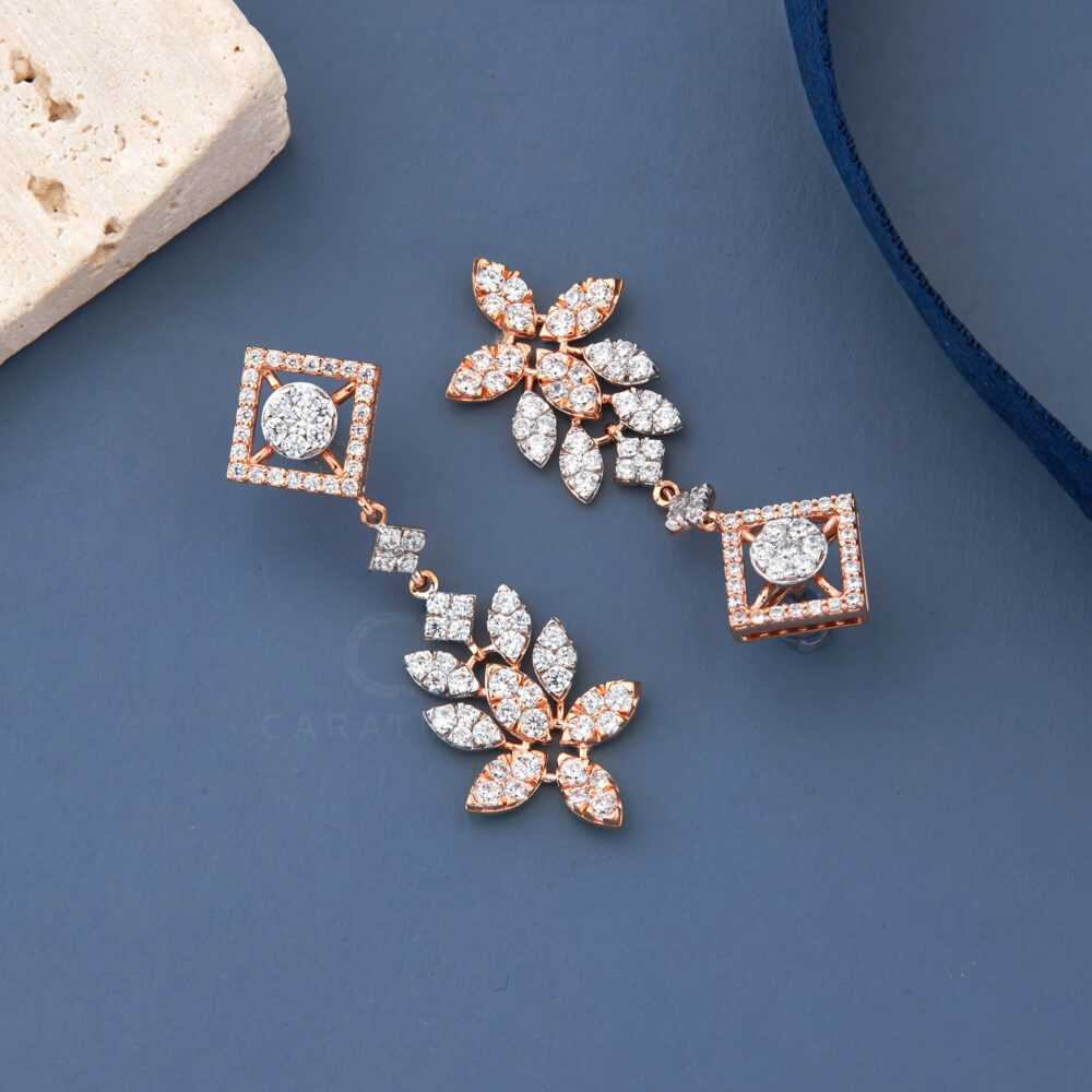 Leaves diamond earrings
