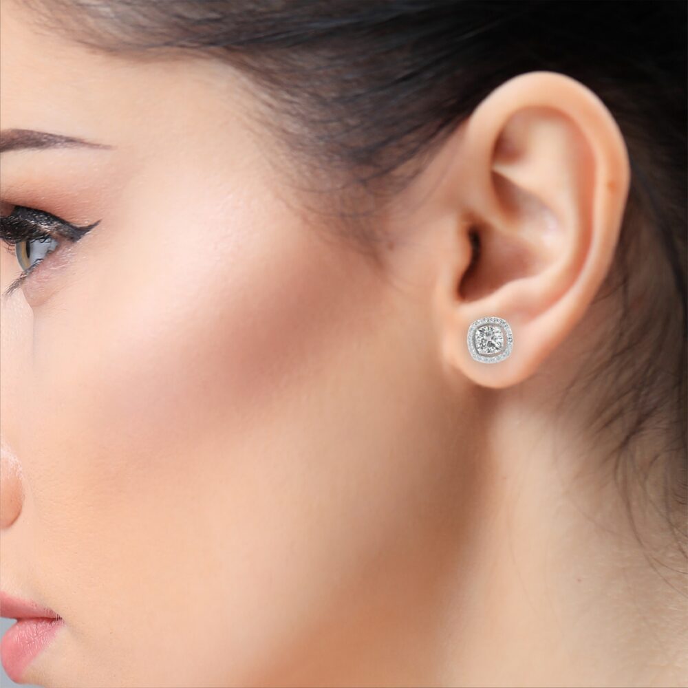 Square Cushion Lab Grown Diamond Earrings - Image 2
