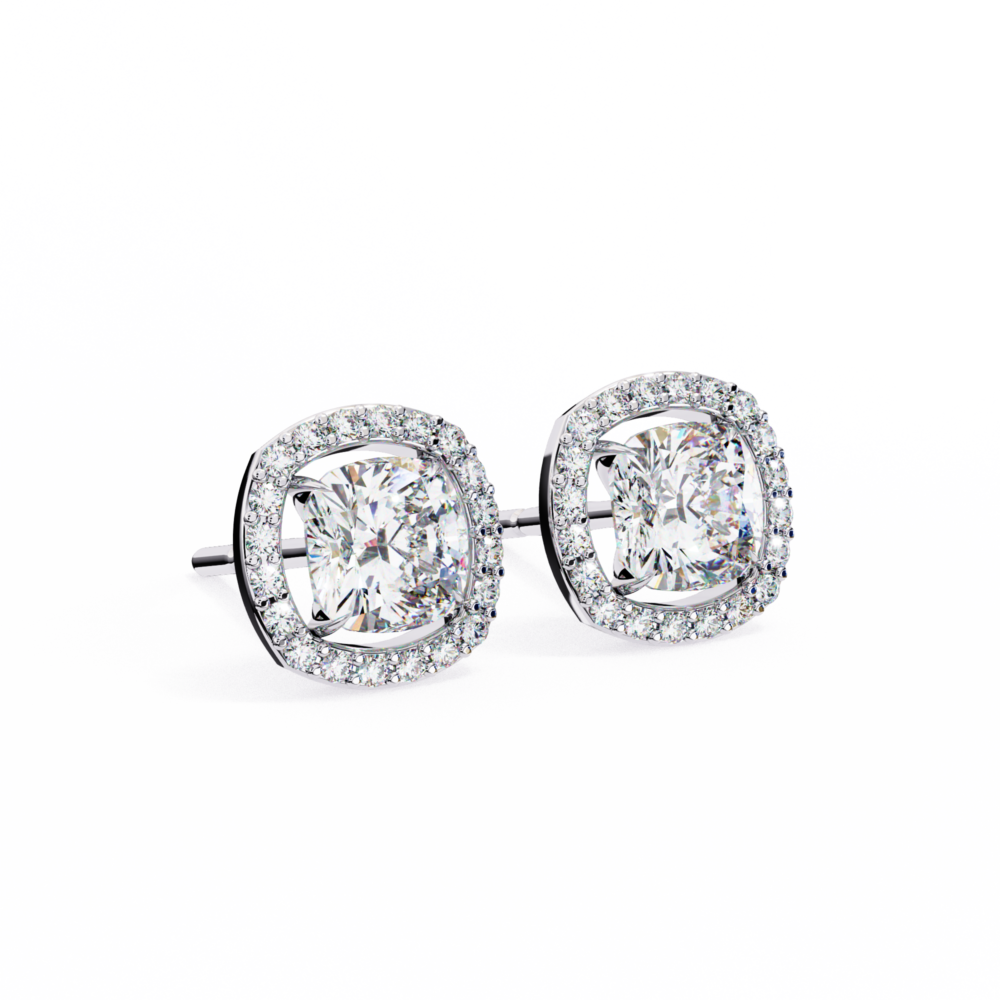 Square Cushion Lab Grown Diamond Earrings - Image 3