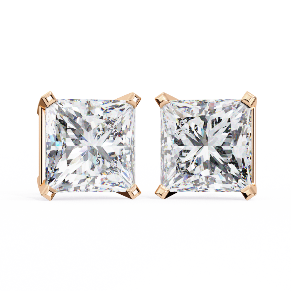 3 TCW Princess Brilliant Cut Lab Grown Diamond Stud Earrings - Image 5