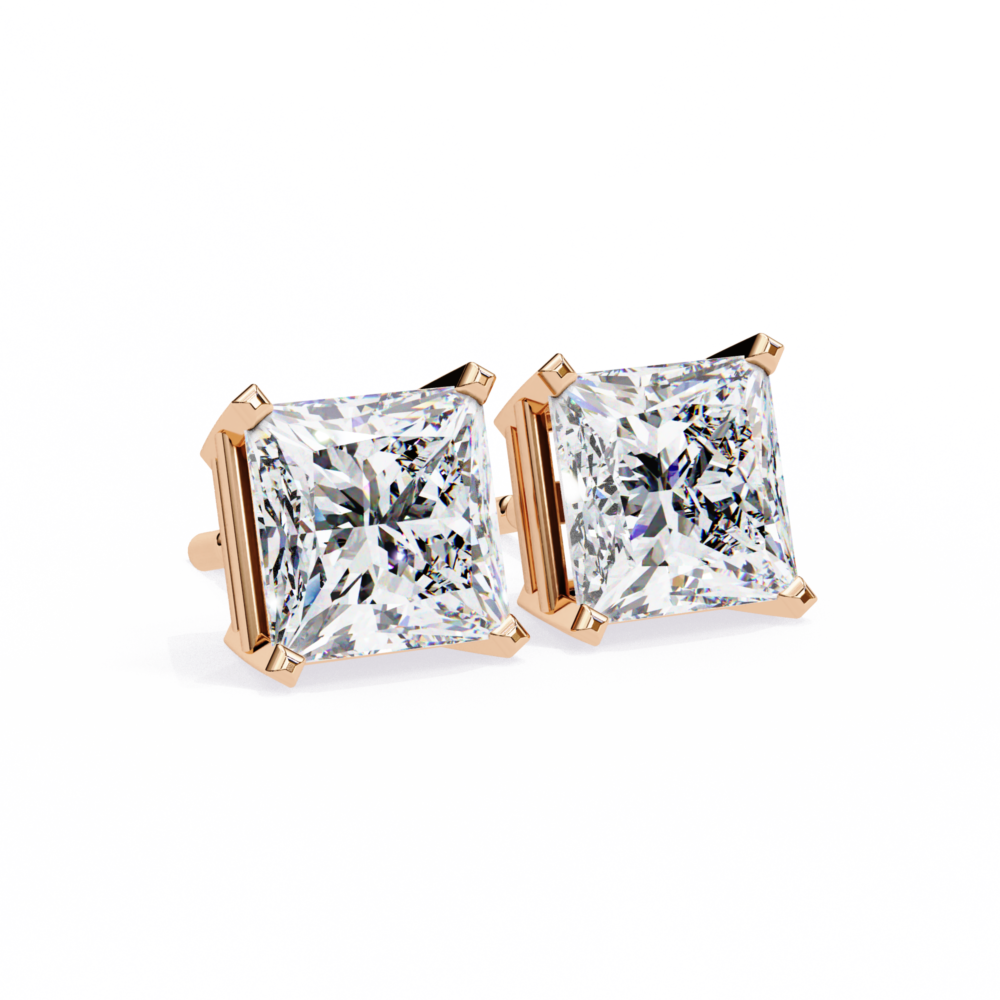 3 TCW Princess Brilliant Cut Lab Grown Diamond Stud Earrings - Image 4