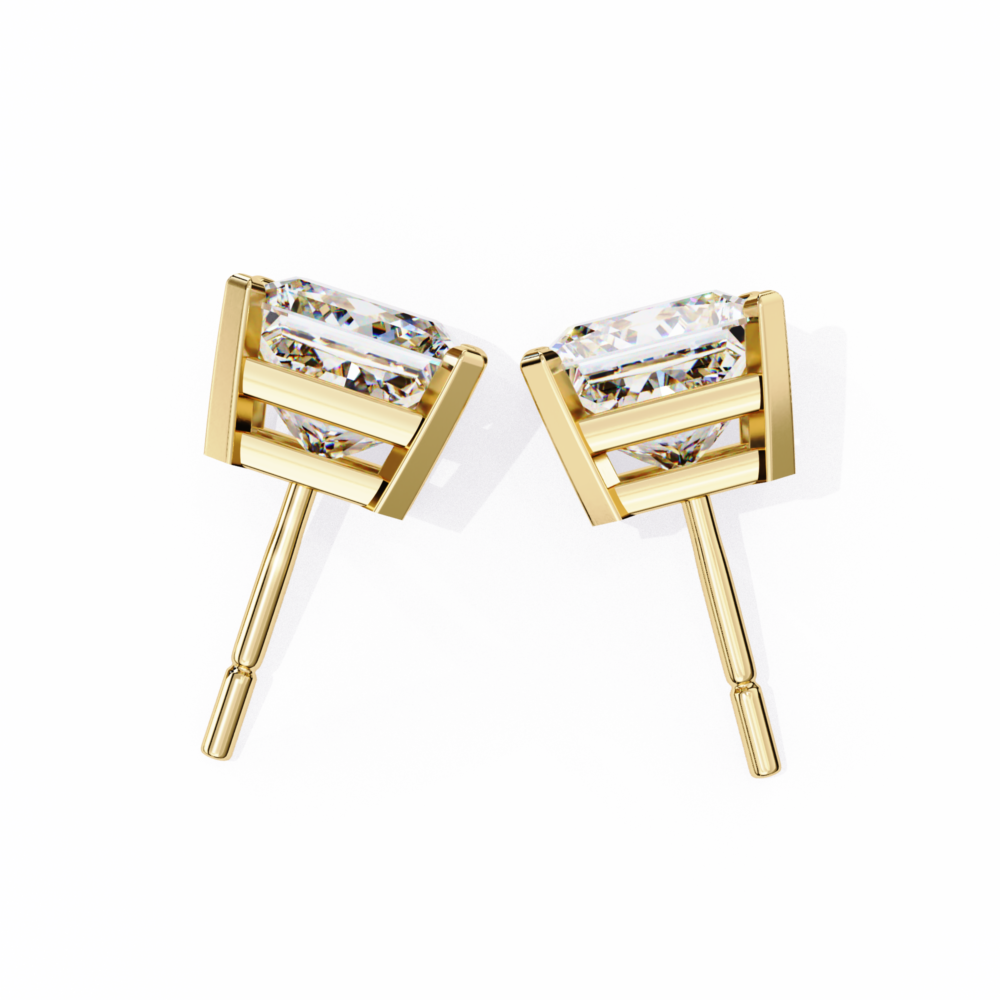 3 TCW Princess Brilliant Cut Lab Grown Diamond Stud Earrings - Image 9