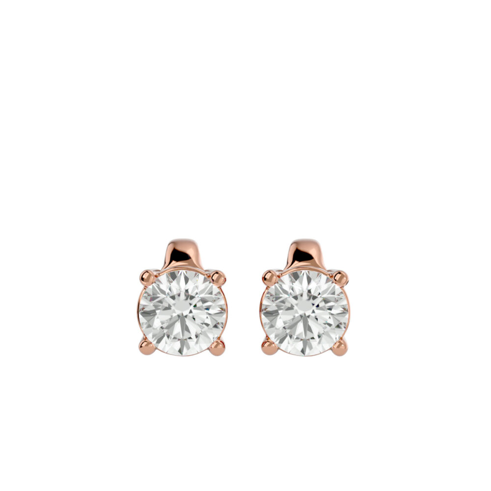 1 TCW Stud Round Lab Grown Diamond Weeding Earrings - Image 7
