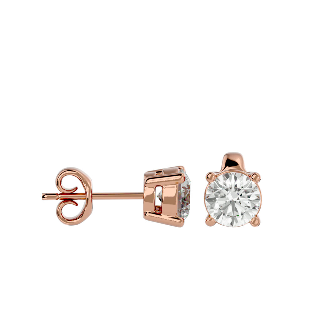 1 TCW Stud Round Lab Grown Diamond Weeding Earrings - Image 6