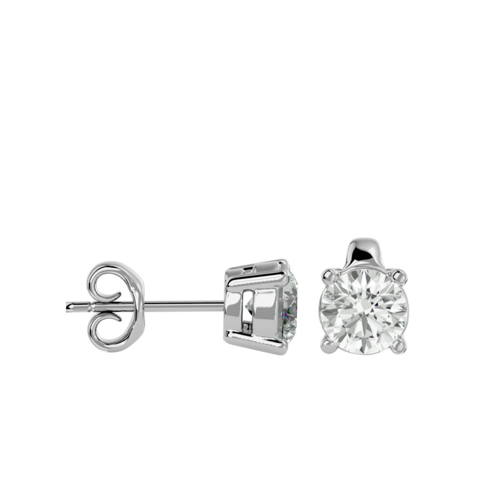 1 TCW Stud Round Lab Grown Diamond Weeding Earrings - Image 3