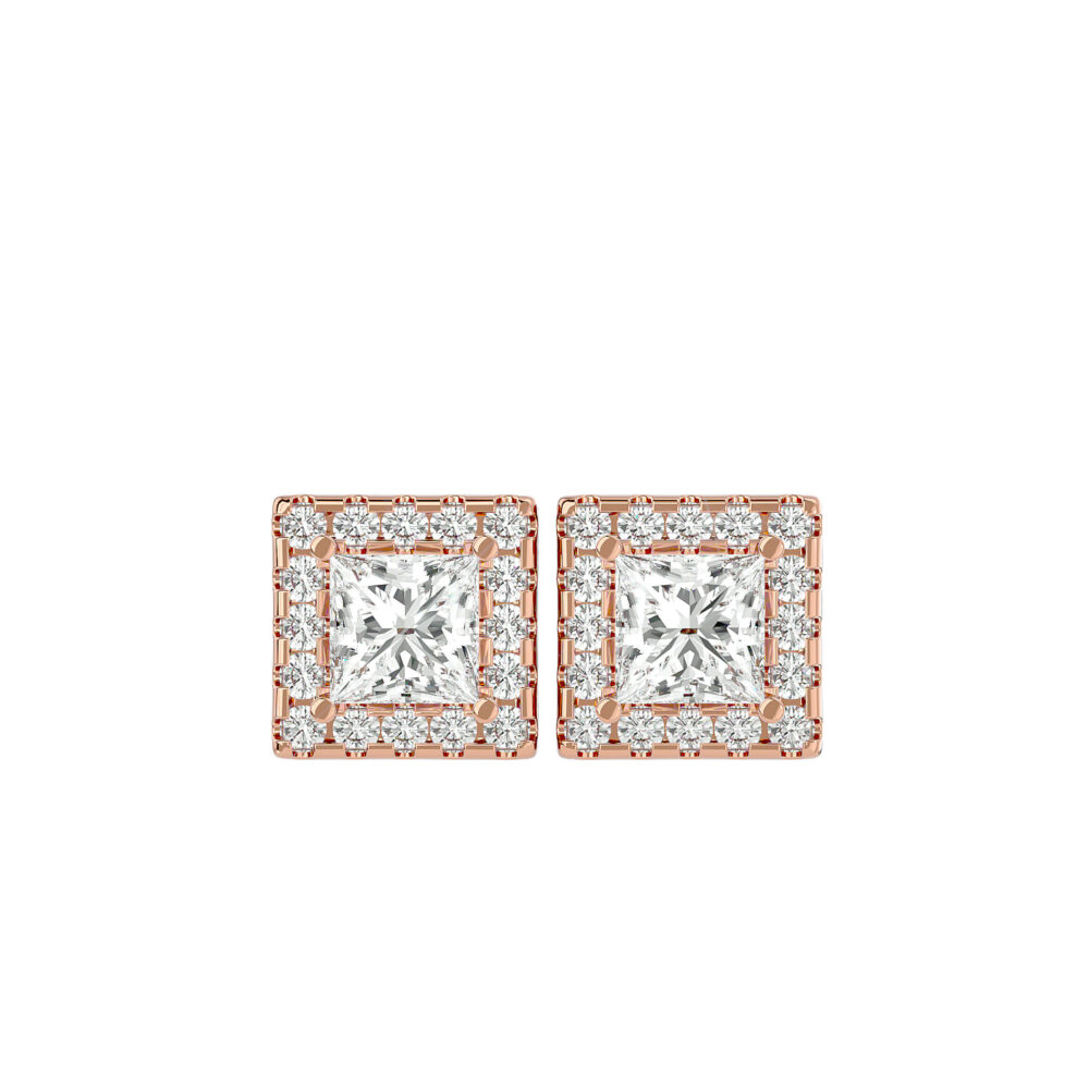 Princess Brilliant Cut Lab Grown Diamond Wedding Earrings - Image 5