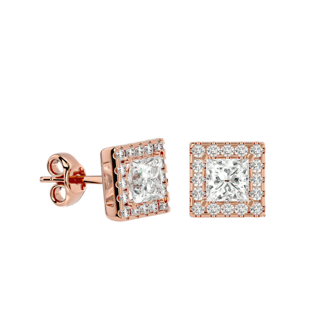 Princess Brilliant Cut Lab Grown Diamond Wedding Earrings - Image 6