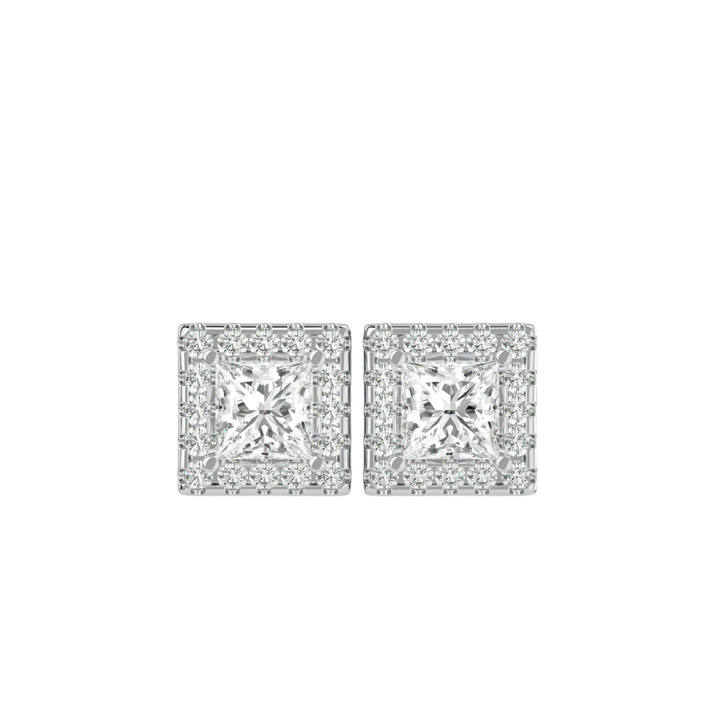 Princess Brilliant Cut Lab Grown Diamond Wedding Earrings