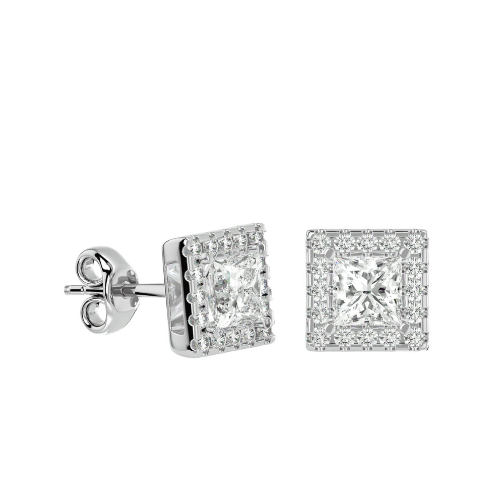Princess Brilliant Cut Lab Grown Diamond Wedding Earrings - Image 4