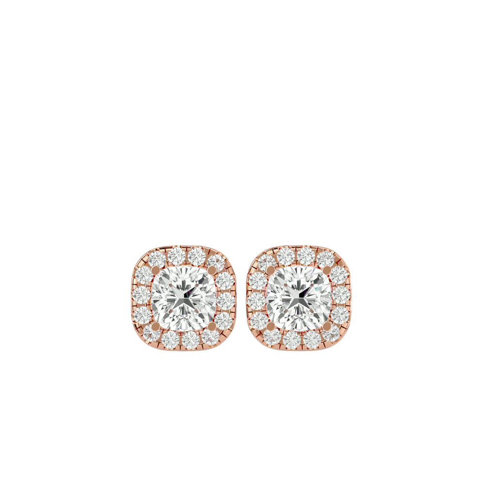 Square Cushion Lab Grown Diamond Wedding Earrings - Image 4