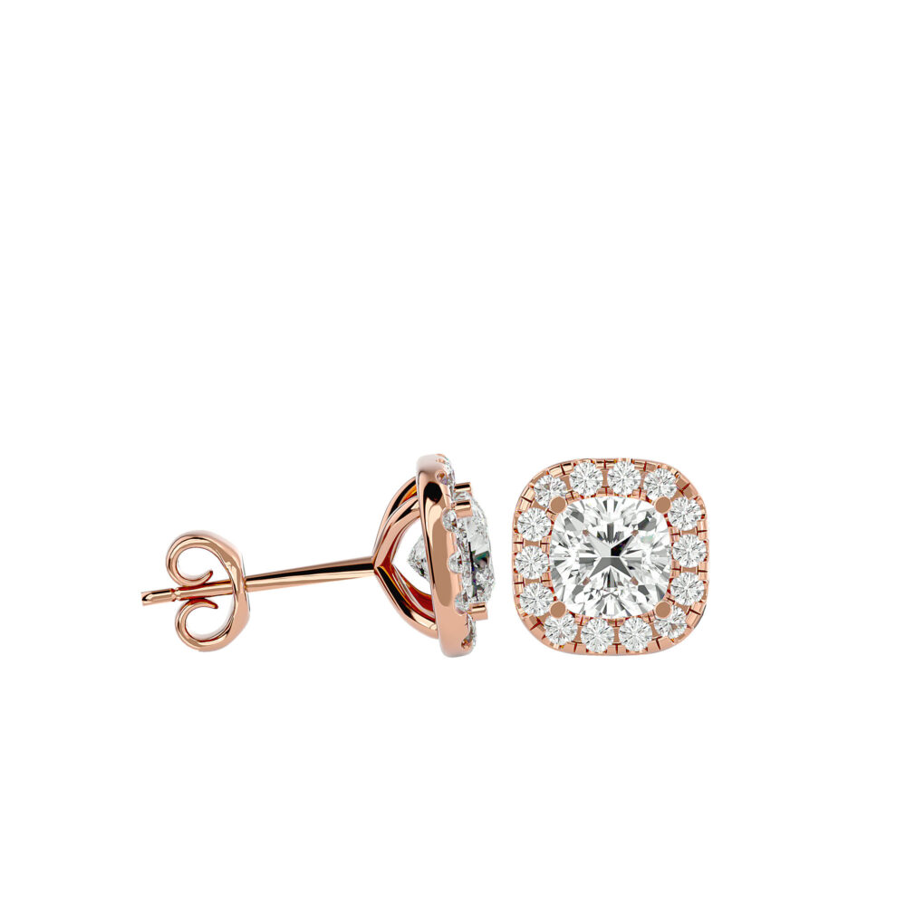 Square Cushion Lab Grown Diamond Wedding Earrings - Image 6