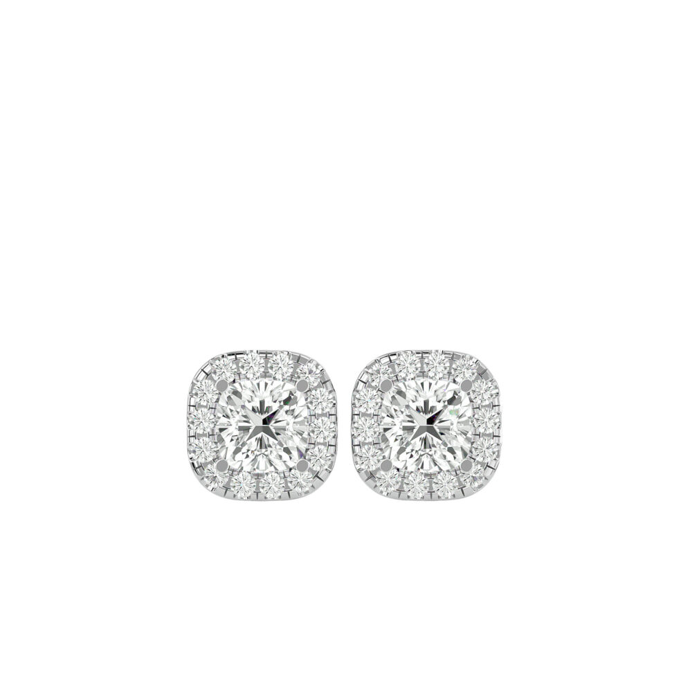 Square Cushion Lab Grown Diamond Wedding Earrings - Image 7