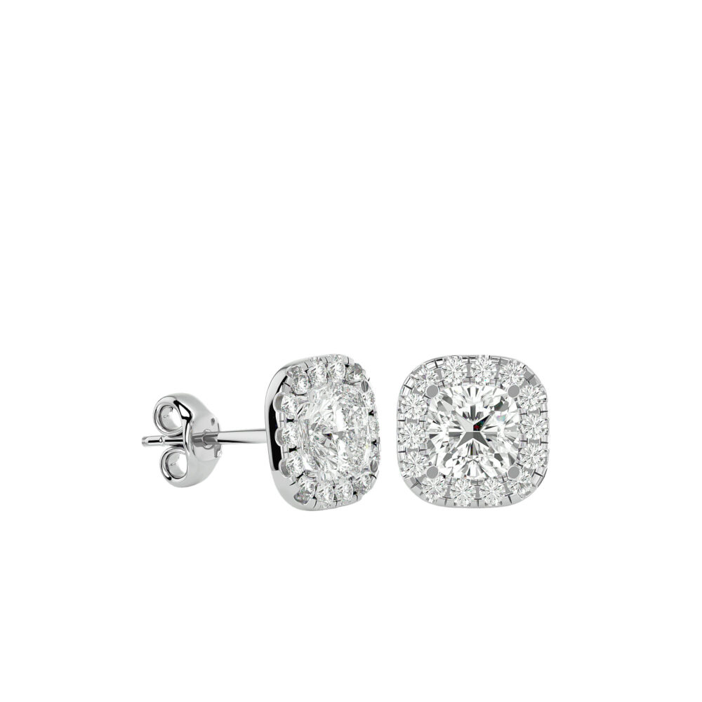 Square Cushion Lab Grown Diamond Wedding Earrings - Image 9