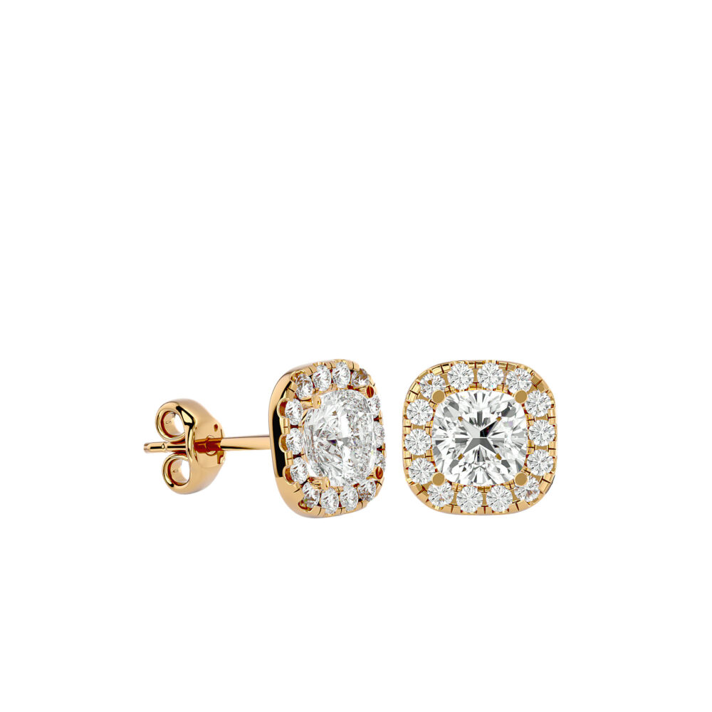 Square Cushion Lab Grown Diamond Wedding Earrings - Image 3