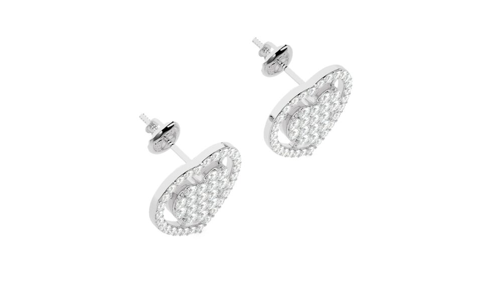 Heart Shaped Lab Grown Diamond Earrings - Image 3