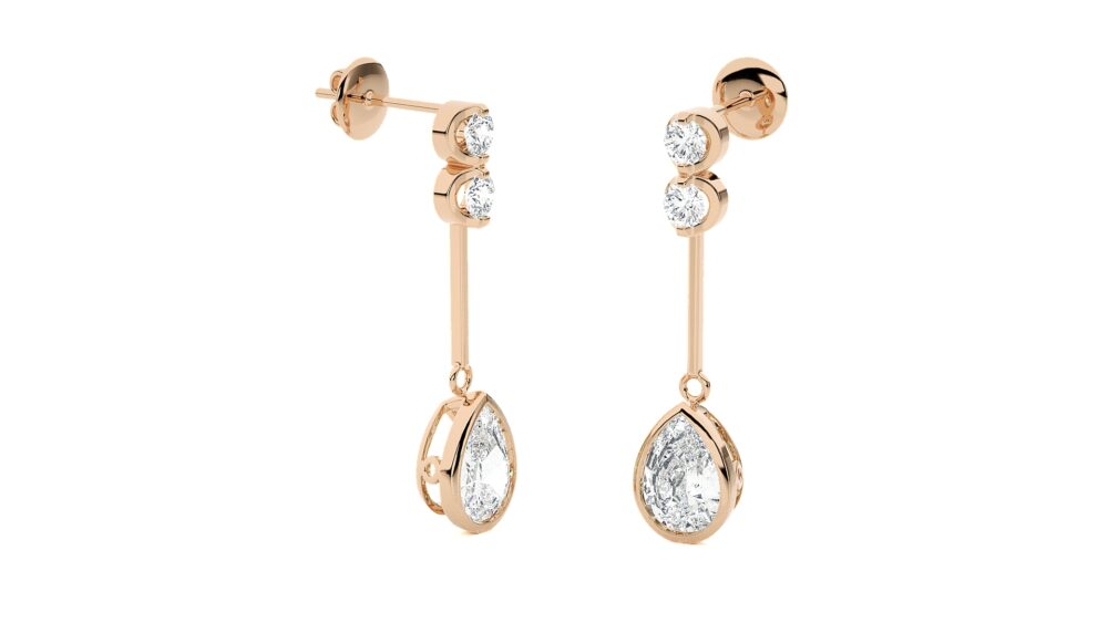 Pear Brilliant Cut Lab Grown Diamond Wedding Earrings - Image 5