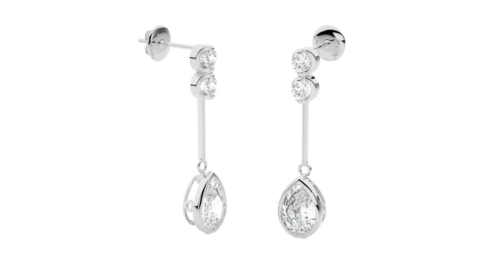 Pear Brilliant Cut Lab Grown Diamond Wedding Earrings - Image 2