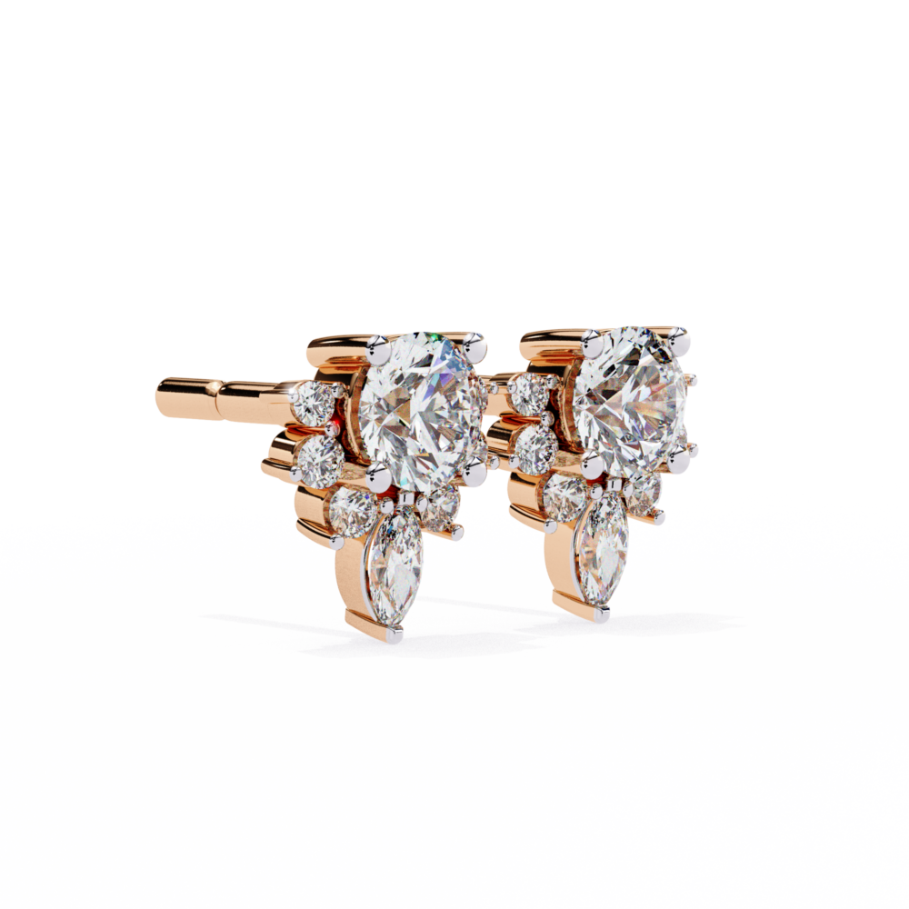 Pear and Round Lab Grown Diamond Wedding Earrings - Image 7