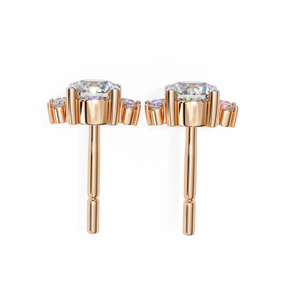 Pear and Round Lab Grown Diamond Wedding Earrings - Image 8