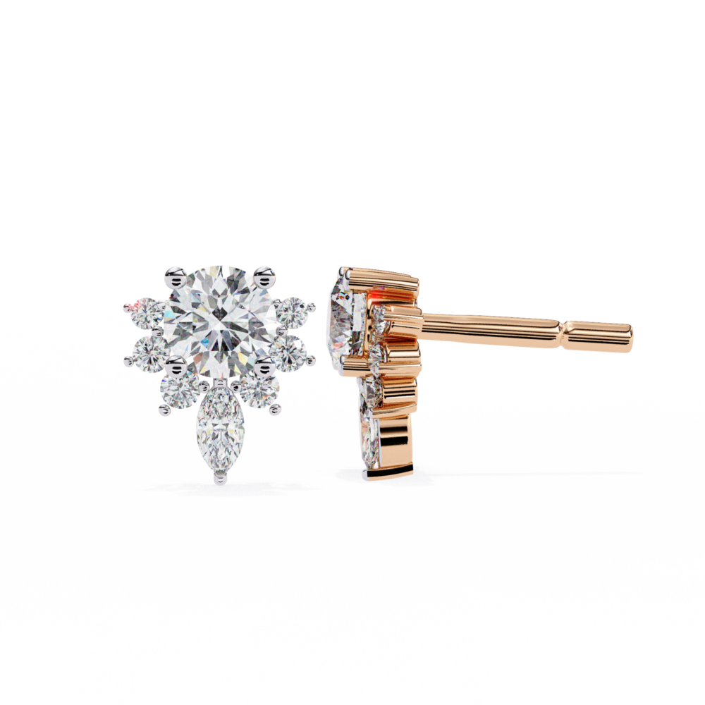 Pear and Round Lab Grown Diamond Wedding Earrings - Image 9