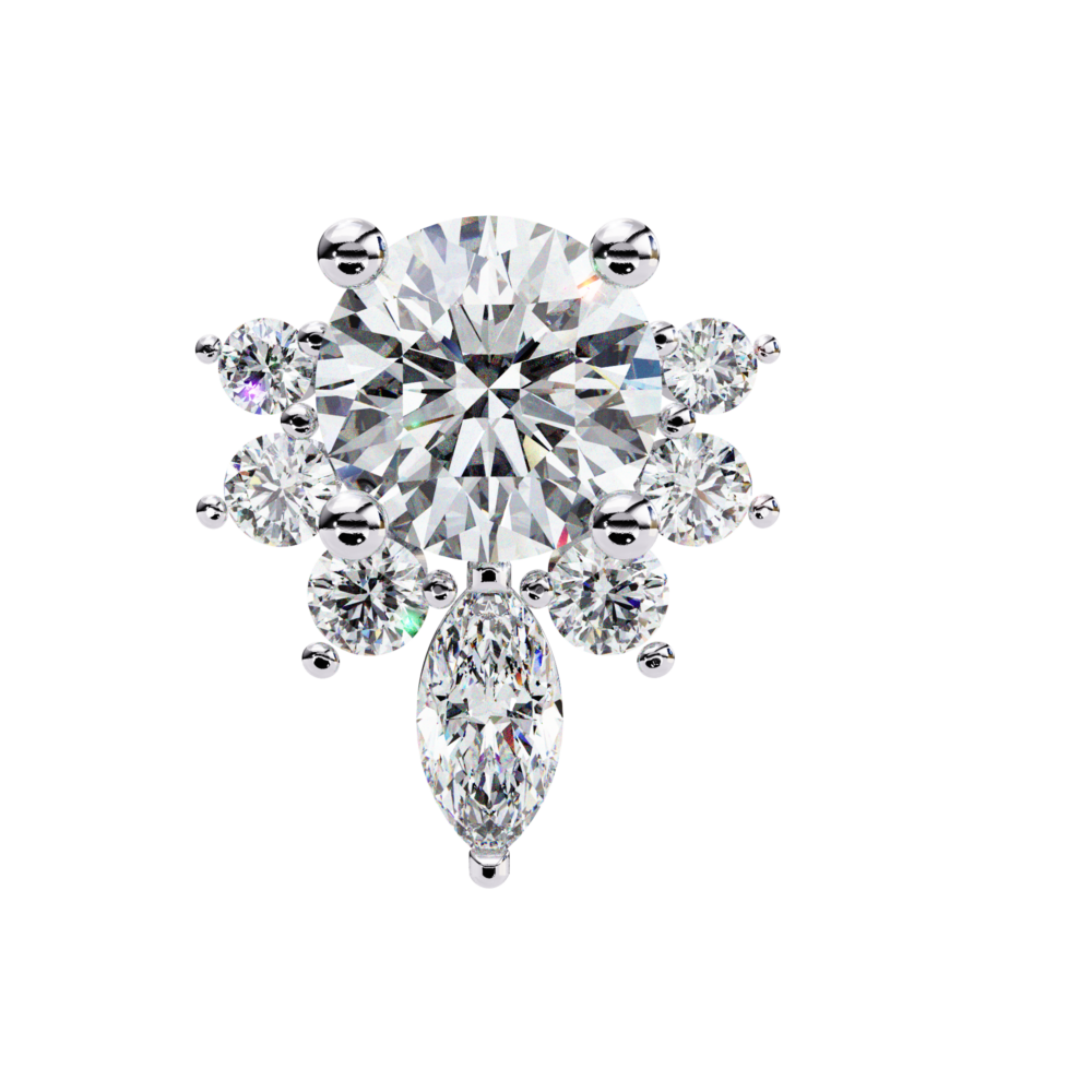 Pear and Round Lab Grown Diamond Wedding Earrings - Image 3