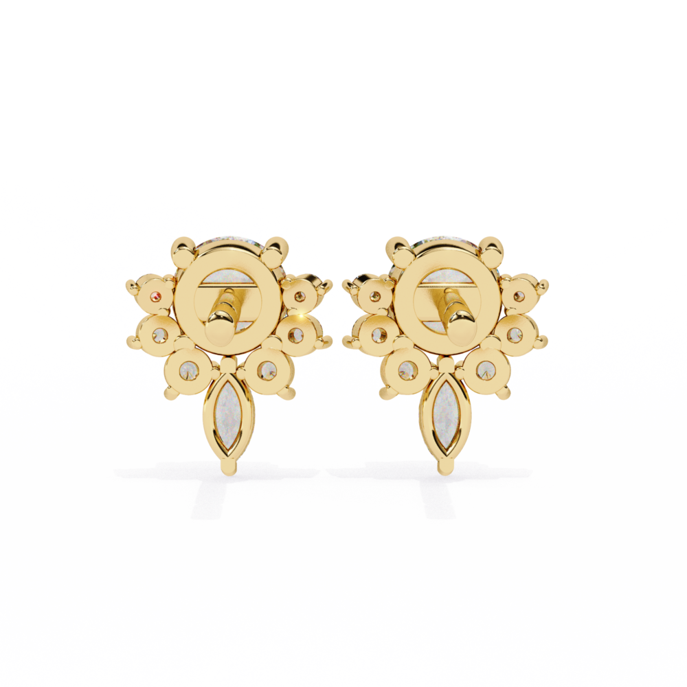 Pear and Round Lab Grown Diamond Wedding Earrings - Image 6