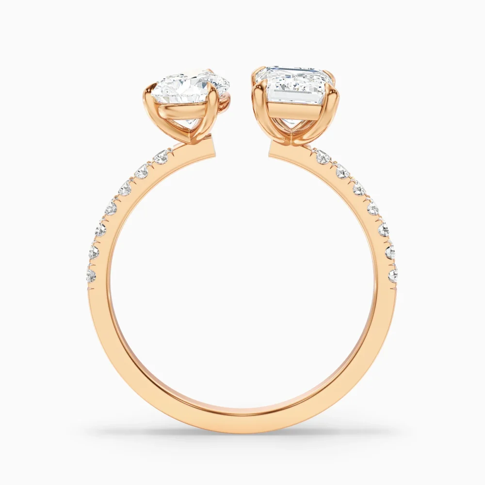 Toi Et Moi .50 CT Emerald + .50 CT Pear Cut Lab Grown Diamond Engagement Ring for Women - Image 8