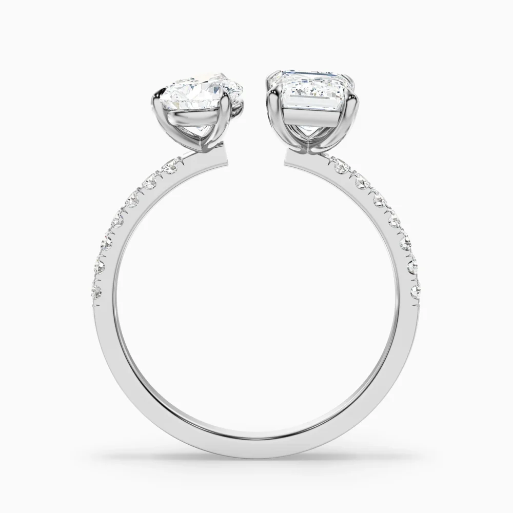 Toi Et Moi .50 CT Emerald + .50 CT Pear Cut Lab Grown Diamond Engagement Ring for Women - Image 11