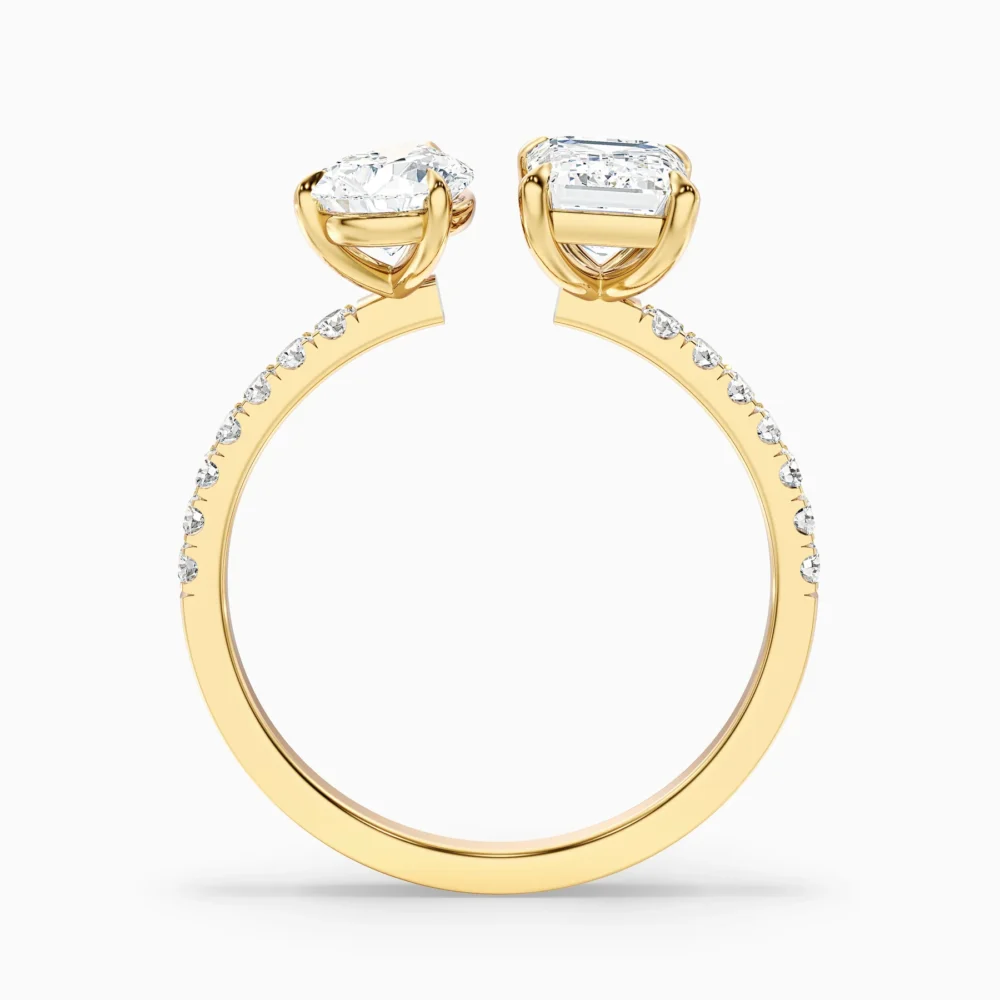 Toi Et Moi .50 CT Emerald + .50 CT Pear Cut Lab Grown Diamond Engagement Ring for Women - Image 4