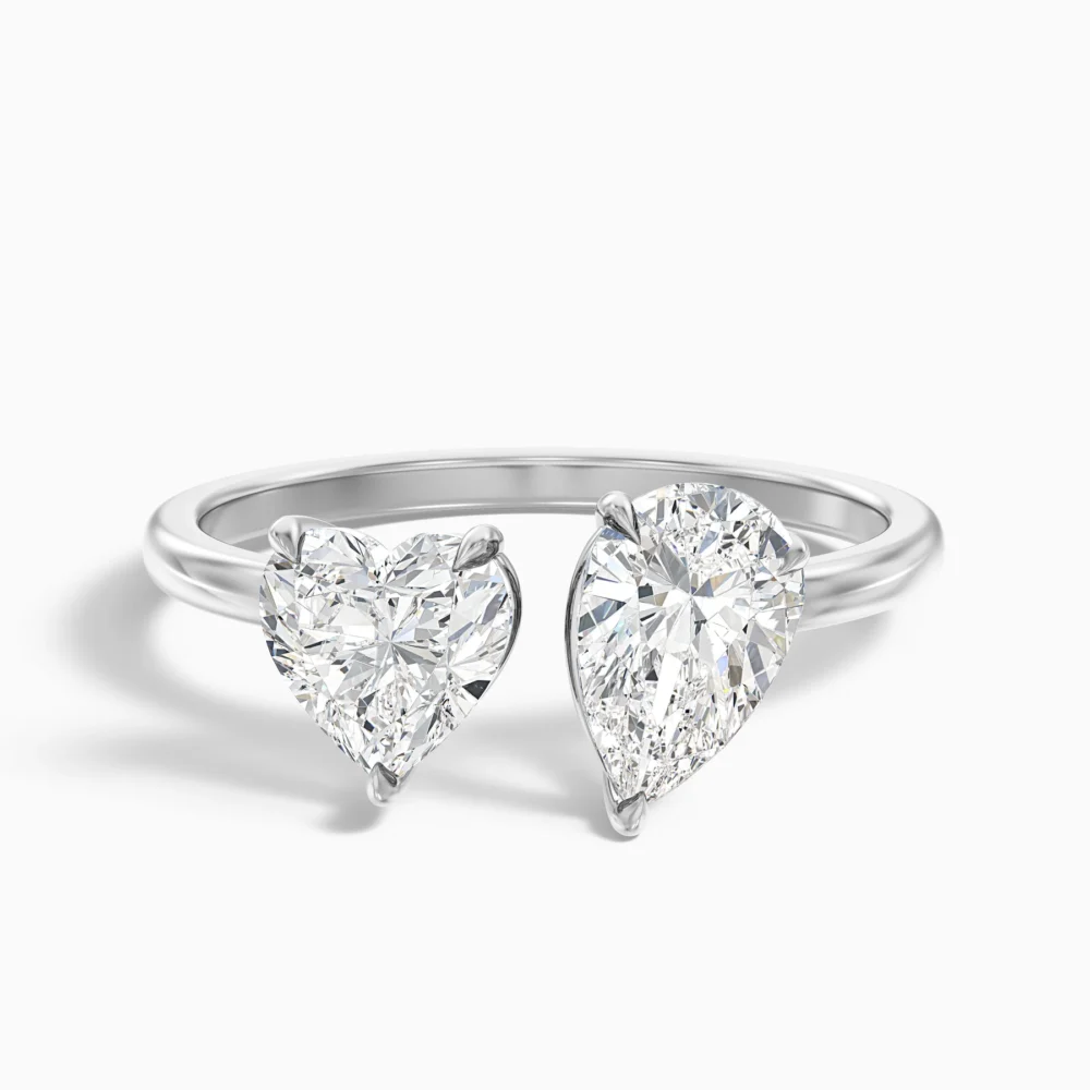Toi Et Moi .70 CT Pear + .30 CT Heart Cut Lab Grown Diamond Engagement Ring for Women