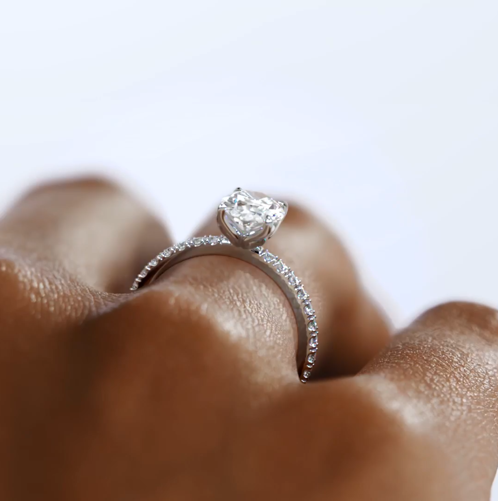 1 CT Oval cut Lab Grown Diamond Engagement Ring for Women - Image 11