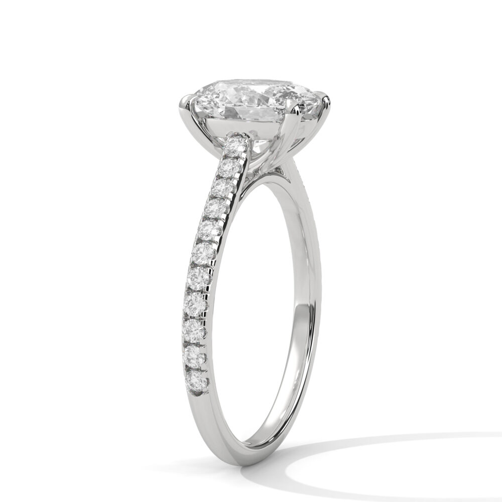 1 CT Oval cut Lab Grown Diamond Engagement Ring for Women - Image 3