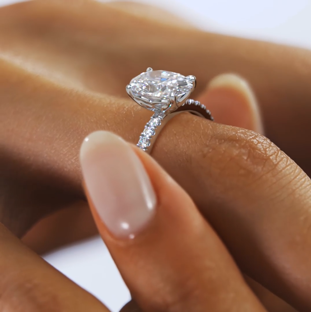 1 CT Oval cut Lab Grown Diamond Engagement Ring for Women - Image 2