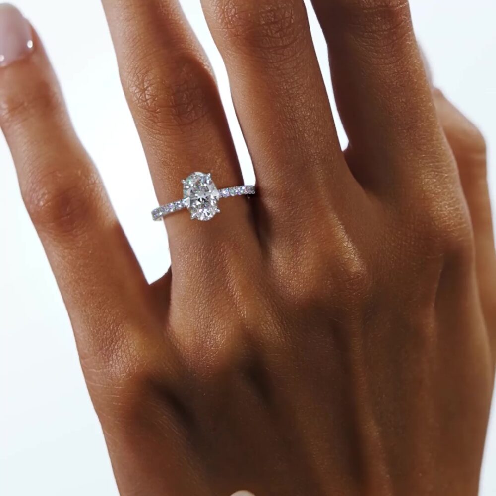 1 CT Oval cut Lab Grown Diamond Engagement Ring for Women - Image 7