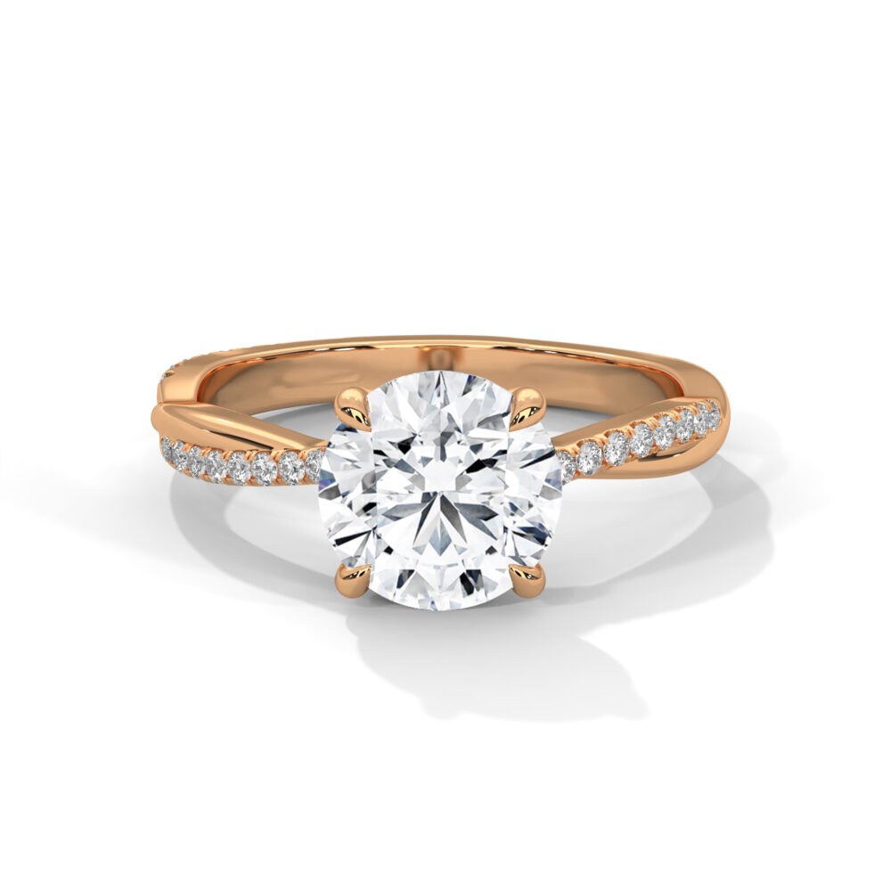 1 CT Round Lab Grown Diamond Engagement Ring with Twist for Women - Image 8