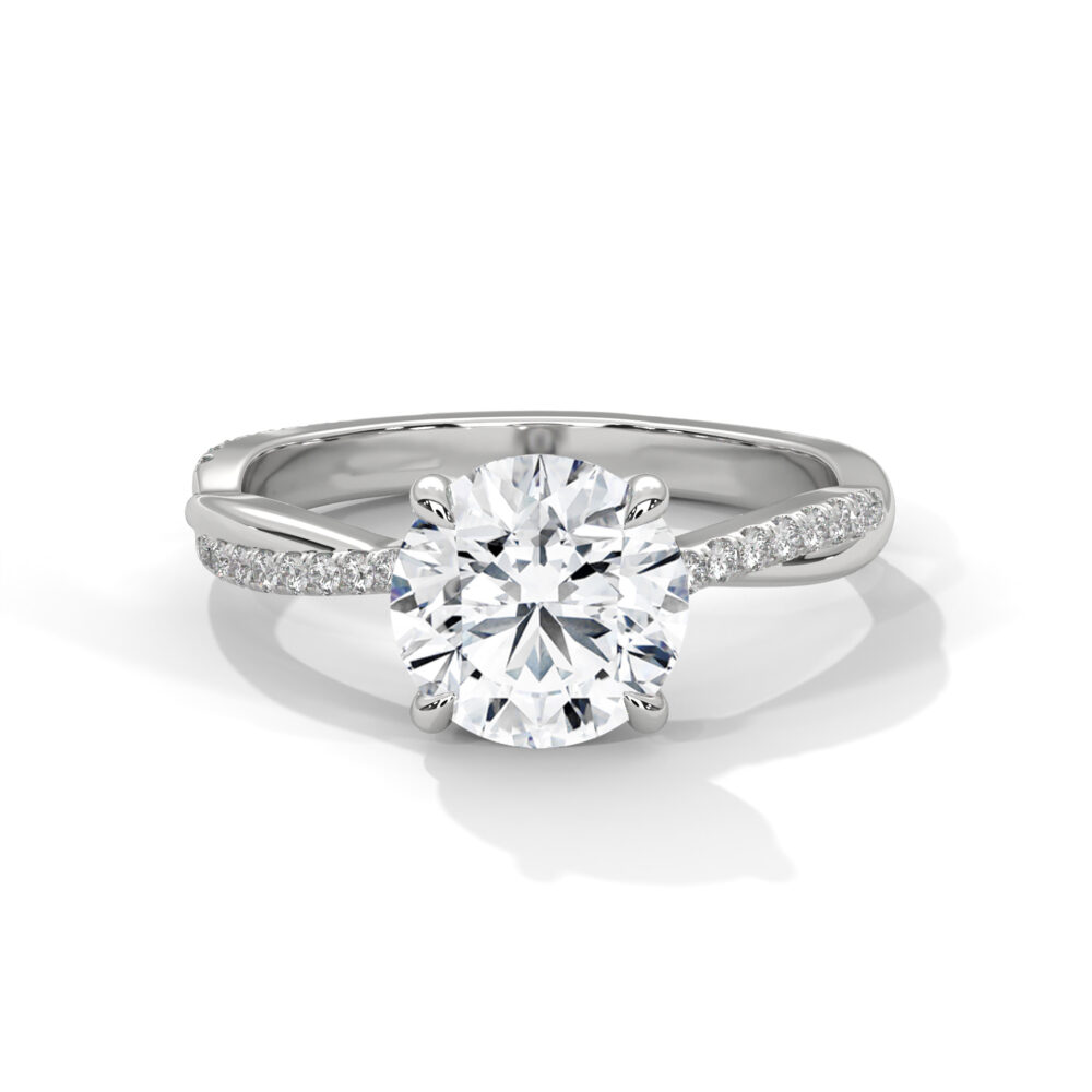 1 CT Round Lab Grown Diamond Engagement Ring with Twist for Women