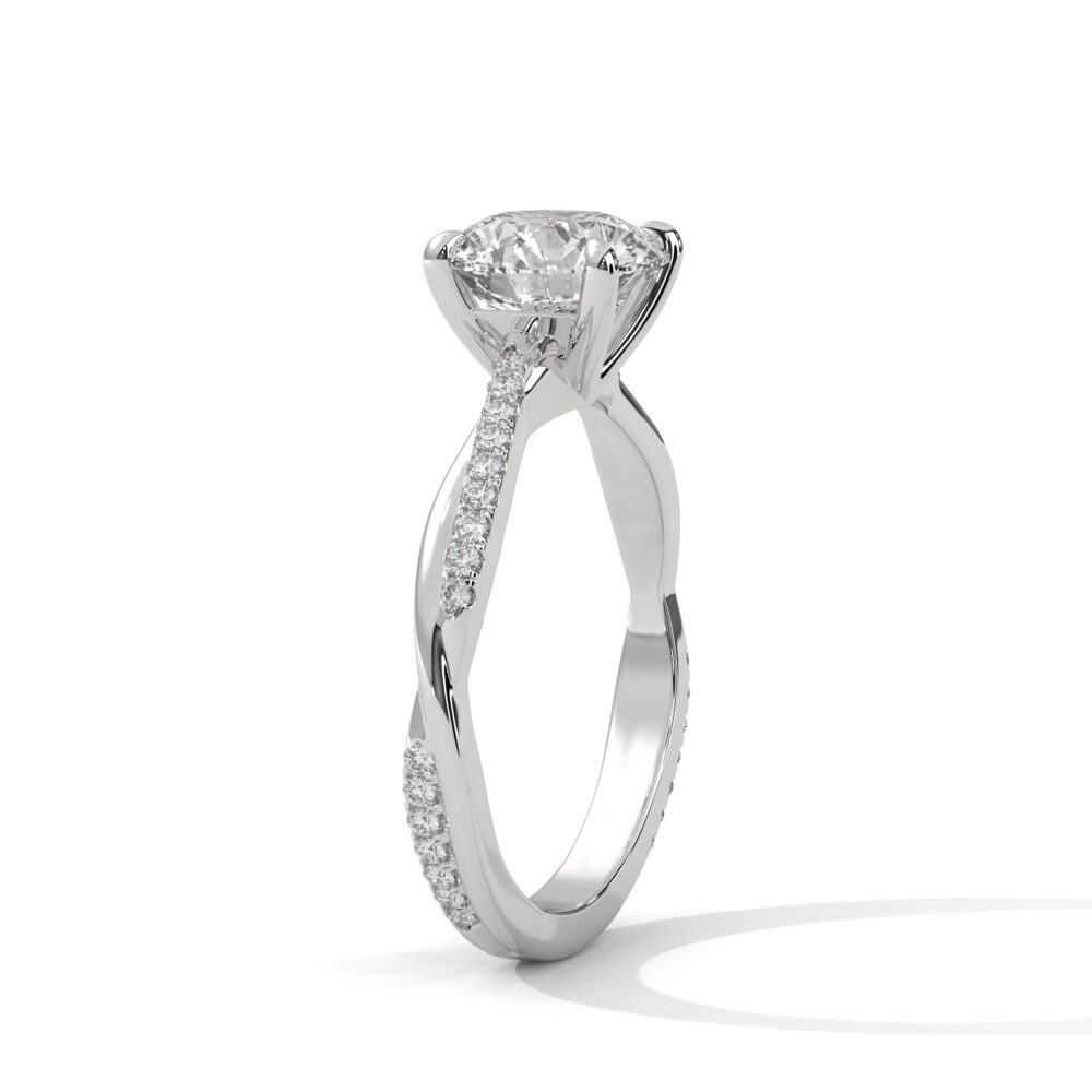 1 CT Round Lab Grown Diamond Engagement Ring with Twist for Women - Image 4