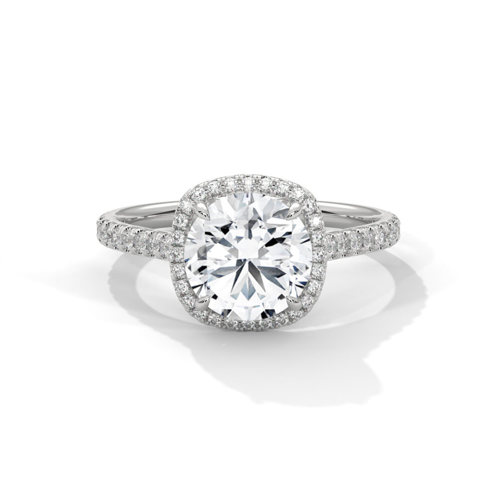 2 CT Round Brilliant Cut Lab Grown Diamond Halo Engagement Ring for women