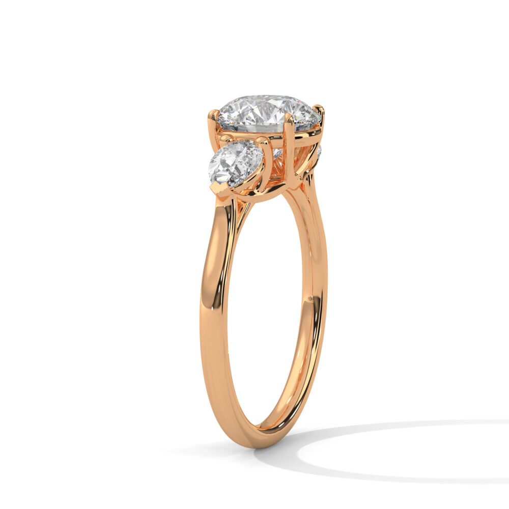 2 CT Round Lab Grown Diamond Engagement Ring with Side Pear Cut Diamonds - Image 6