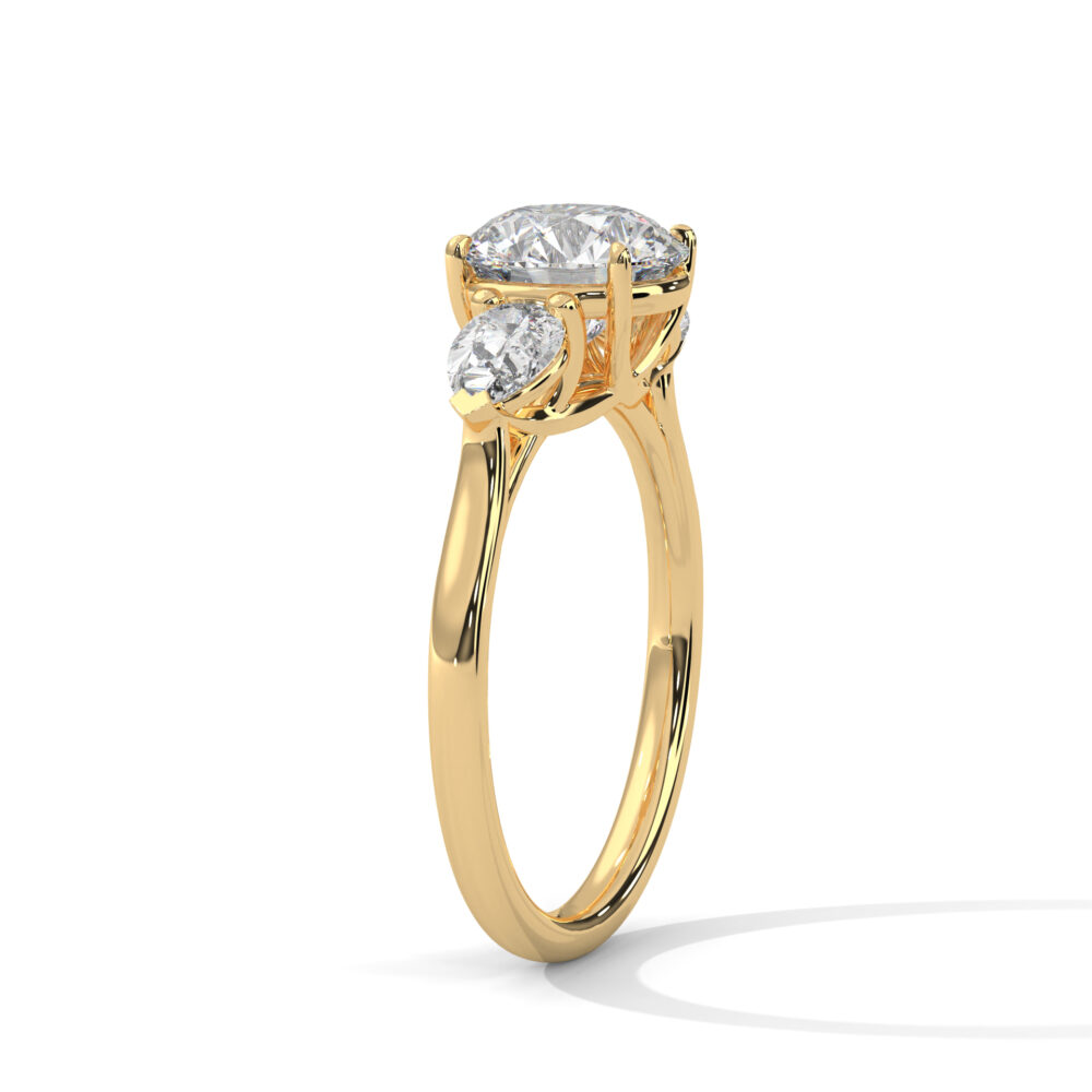 2 CT Round Lab Grown Diamond Engagement Ring with Side Pear Cut Diamonds - Image 10
