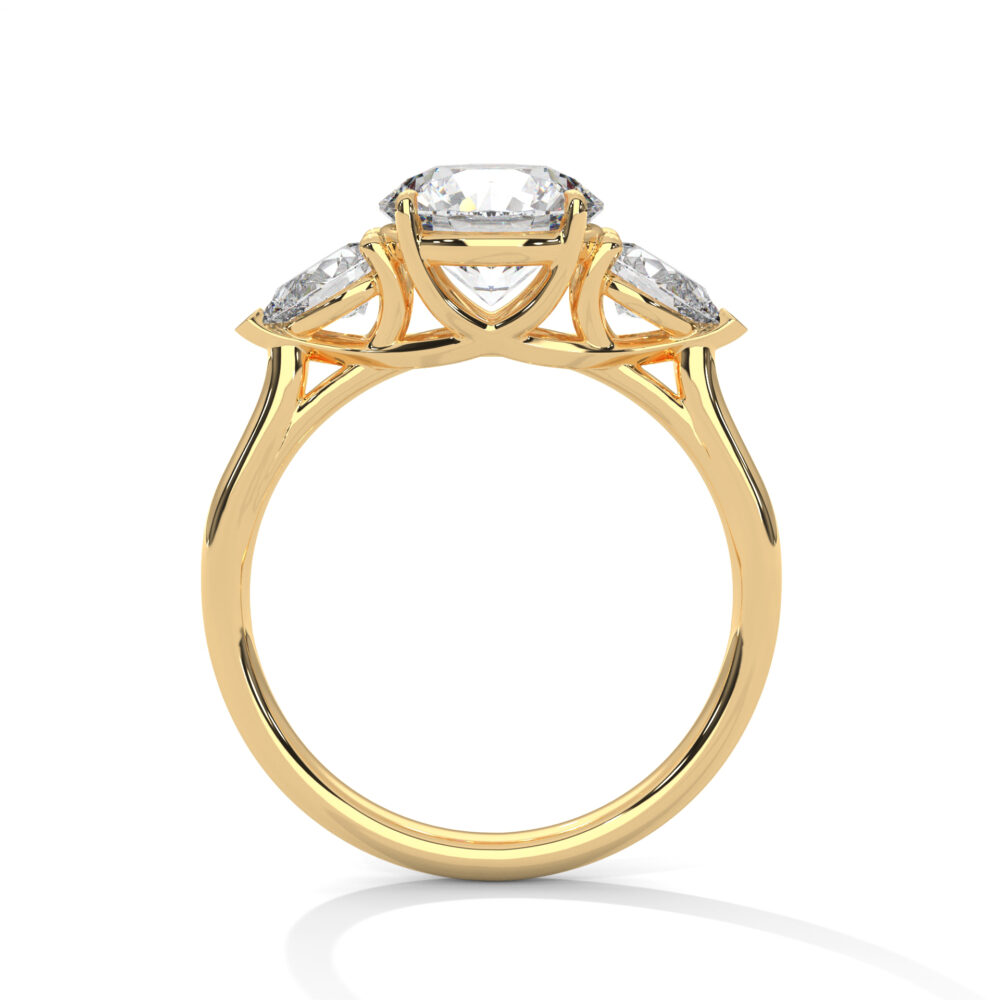 2 CT Round Lab Grown Diamond Engagement Ring with Side Pear Cut Diamonds - Image 11
