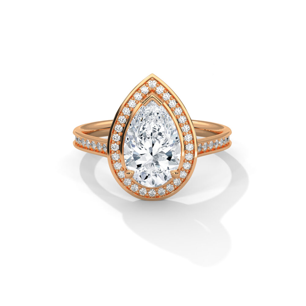 1 CT Pear Cut Lab Grown Diamond Halo Engagement Ring for Women - Image 5