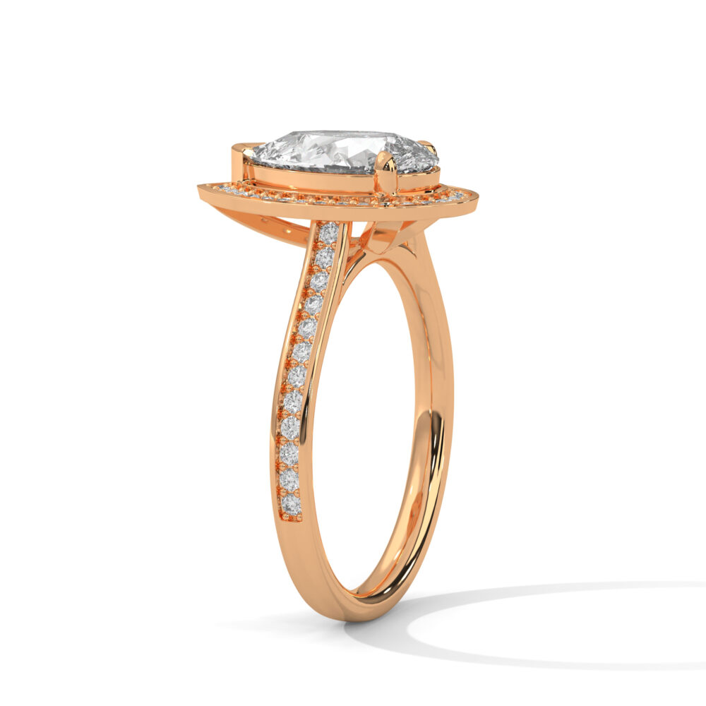 1 CT Pear Cut Lab Grown Diamond Halo Engagement Ring for Women - Image 6