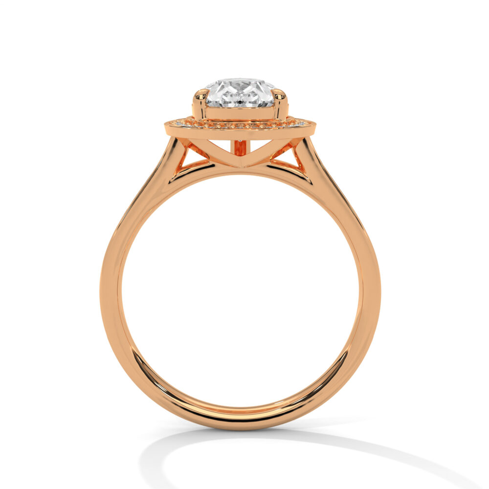 1 CT Pear Cut Lab Grown Diamond Halo Engagement Ring for Women - Image 8