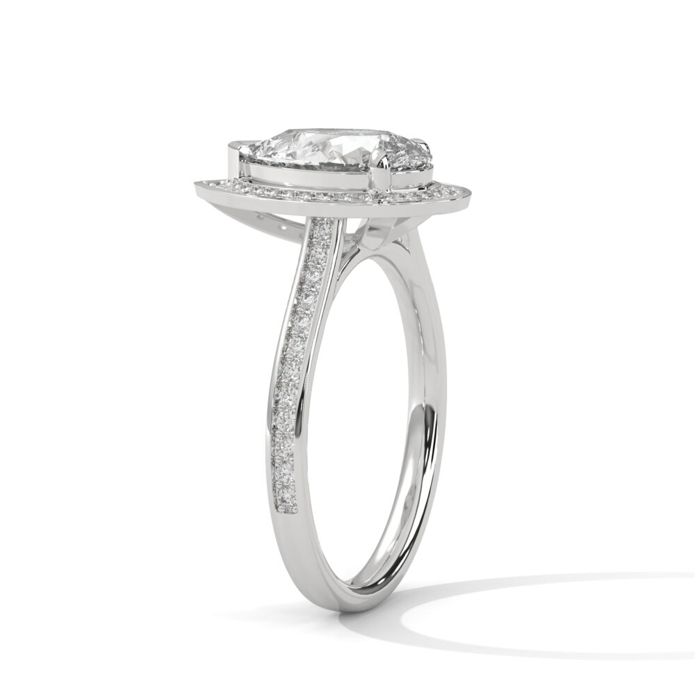 1 CT Pear Cut Lab Grown Diamond Halo Engagement Ring for Women - Image 4