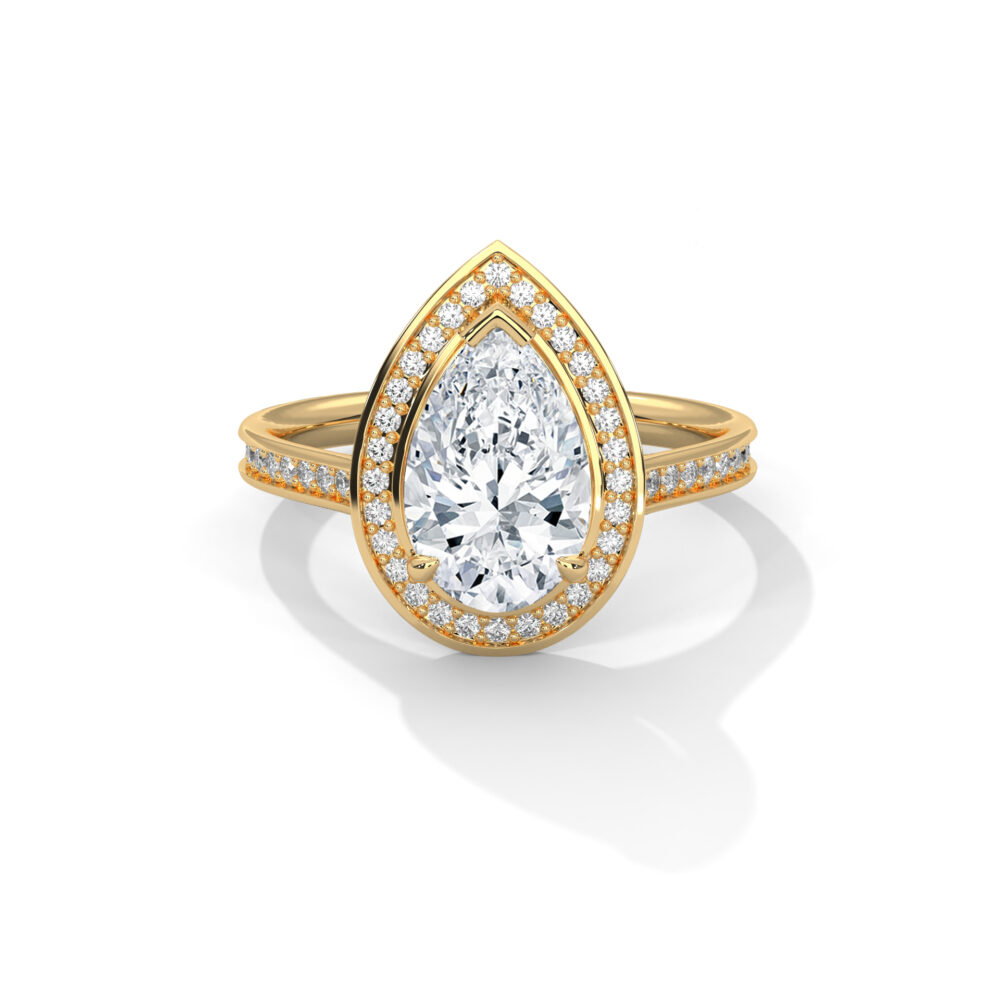 1 CT Pear Cut Lab Grown Diamond Halo Engagement Ring for Women - Image 9