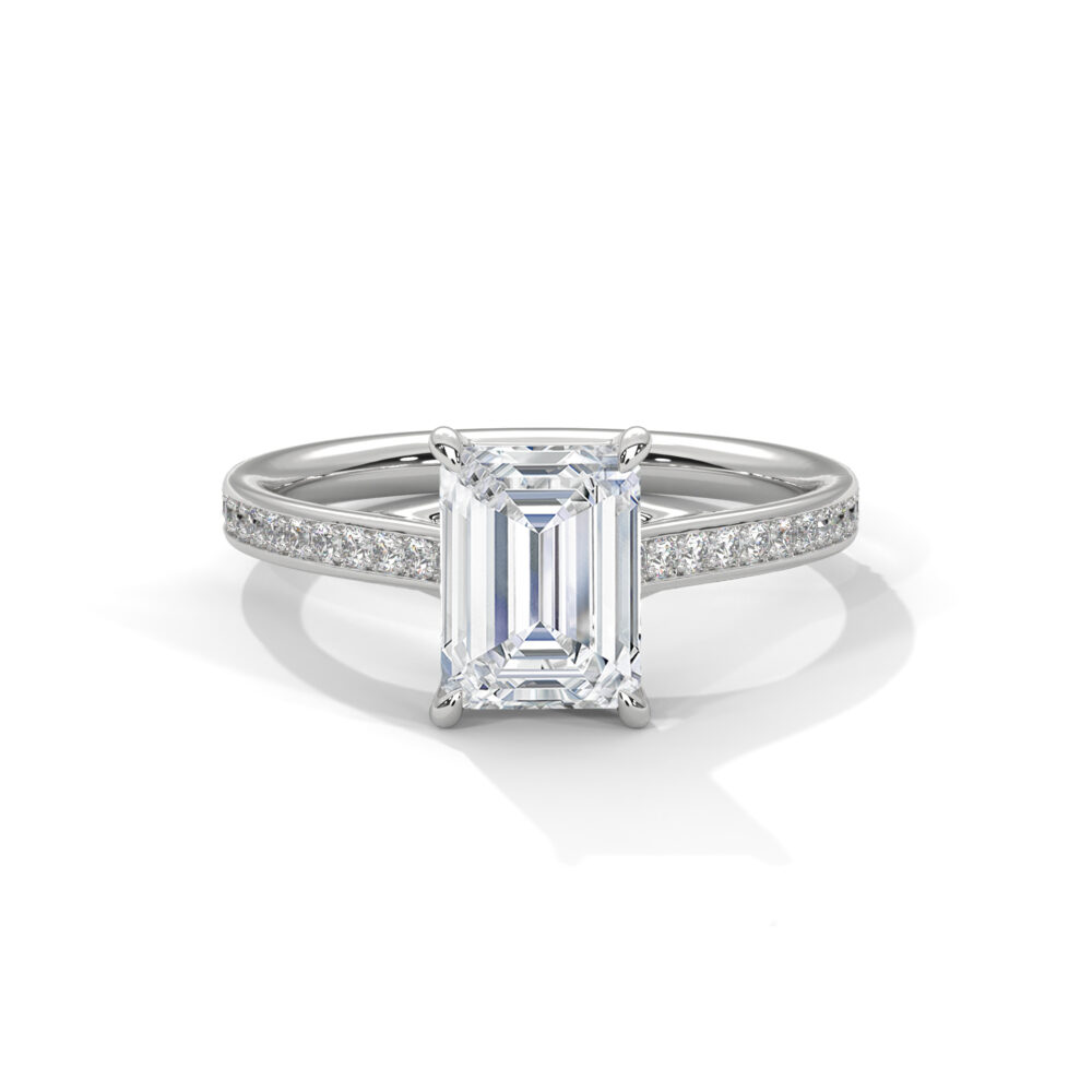 1 CT Emerald cut Lab Grown Diamond Engagement Ring for Women
