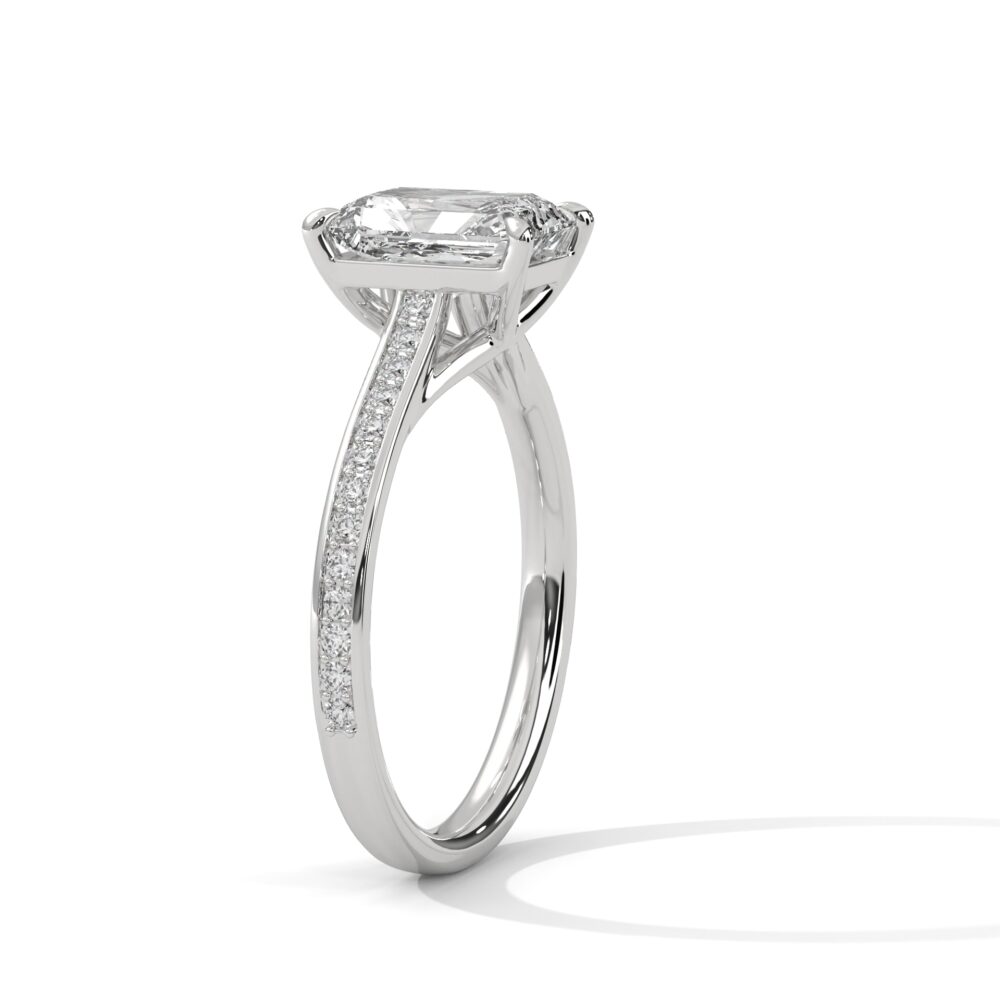 1 CT Emerald cut Lab Grown Diamond Engagement Ring for Women - Image 3
